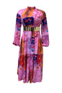 S-3Xl Spring Plus Size Batch Printing Inelastic Zip-Up Back Casual Ethnic Style Midi Dress With Belt 2#