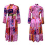 S-3Xl Spring Plus Size Batch Printing Inelastic Zip-Up Back Casual Ethnic Style Midi Dress With Belt 2#
