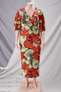 S-4Xl Summer New Plus Size Allover Digital Printing Micro-Elastic V-Neck Puff-Sleeve Zip-Up Back Stylish Vacation Style High Quality Maxi Dress