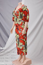 S-4Xl Summer New Plus Size Allover Digital Printing Micro-Elastic V-Neck Puff-Sleeve Zip-Up Back Stylish Vacation Style High Quality Maxi Dress