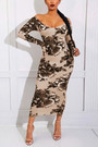 S-5Xl Spring Plus Size 4 Colors Flower Batch Printing Stretch Off The Shoulder Backless Stylish Midi Dress