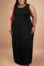 S-5Xl Summer New Plus Size 3 Colors Solid Color Stretch Pockets Floor Length Loose Casual Maxi Dress
