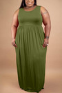 S-5Xl Summer New Plus Size 3 Colors Solid Color Stretch Pockets Floor Length Loose Casual Maxi Dress