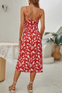 S-Xl Summer New Stylish Floral Batch Printing V-Neck Lace-Up Backless Sling Stretch Slit Sexy Midi Dress