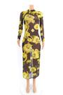 Sexy Perspective Stretch Mesh Print Dress Long Skirt