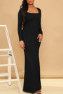 Spring & Autumn New 4 Colors Solid Color Stretch Long Sleeves Slim Stylish Maxi Dress