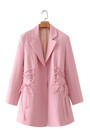 Spring New 3 Colors Solid Color Inelastic Long Sleeves Lace-Up Pocket High Quality Stylish Mini Suit Dress