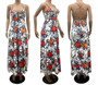Spring New Stylish Batch Printing Hollow High Slit Lace-Up Sling Inelastic Backless Plus Size Sexy Maxi Dress