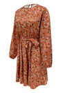 Spring New Stylish Batch Printing Inelastic Pleated Plus Size Loose Casual Mini Dress(With Belt)