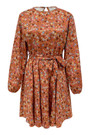 Spring New Stylish Batch Printing Inelastic Pleated Plus Size Loose Casual Mini Dress(With Belt)