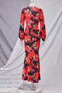 Spring New Stylish Flower Batch Printing Stretch V Neck High Slit Sexy Maxi Dress
