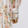 Spring New Stylish Inelastic Flower & Leaf Batch Printing Single-Breasted Lace Spliced Lantern Sleeve High Quality Elegant Mini Dress With White Mini Dress & Belt
