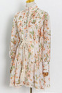 Spring New Stylish Inelastic Flower & Leaf Batch Printing Single-Breasted Lace Spliced Lantern Sleeve High Quality Elegant Mini Dress With White Mini Dress & Belt
