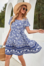 Spring New Stylish Simple Batch Printing Inelastic Loose Casual Midi Dress