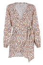 Spring Plus Size Floral Printing Inelastic V-Neck Tie-Waist Stylish Mini Dress