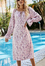Spring & Summer New Floral Batch Printing Micro-Elastic Puff Sleeves Lace Up Shirring Stylish Holiday A-Line Midi Dress