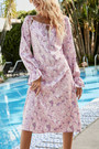 Spring & Summer New Floral Batch Printing Micro-Elastic Puff Sleeves Lace Up Shirring Stylish Holiday A-Line Midi Dress