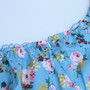 Spring & Summer New Floral Batch Printing Smocked Puff Sleeves Frill Trim Lace Up Zip-Up Bodycon Stylish Mini Dress Floral Dresses