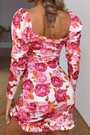 Spring & Summer New Floral Batch Printing Stretch Frill Trim Smocked Bodycon Stylish Pretty Mini Dress