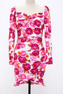 Spring & Summer New Floral Batch Printing Stretch Frill Trim Smocked Bodycon Stylish Pretty Mini Dress