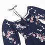 Spring & Summer New Floral Batch Printing Stretch Halter-Neck Hollow Shirring Self-Tie Zip-Up Slit Stylish Midi Dress