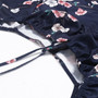 Spring & Summer New Floral Batch Printing Stretch Halter-Neck Hollow Shirring Self-Tie Zip-Up Slit Stylish Midi Dress