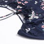 Spring & Summer New Floral Batch Printing Stretch Halter-Neck Hollow Shirring Self-Tie Zip-Up Slit Stylish Midi Dress
