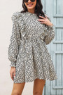 Spring Two Colors Floral Printing Micro-Elastic Ruffle Stylish Casual Vacation Style Mini Dress