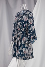 Summer Autumn New Plus Size Floral Printing Micro-Elastic V-Neck Ruffle Stylish Mini Dress With Belt 2#