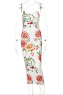 Summer Flower Batch Printing Stretch Sling Stylish Minimalist Bodycon Midi Dress