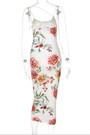 Summer Flower Batch Printing Stretch Sling Stylish Minimalist Bodycon Midi Dress