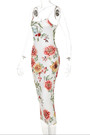 Summer Flower Batch Printing Stretch Sling Stylish Minimalist Bodycon Midi Dress