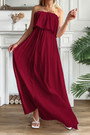 Summer New 2 Colors Solid Color Inelastic Off Shoulder Tube Design Ruffle Shrring Swing Stylish Simple Maxi Dress
