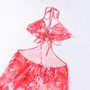 Summer New Fashion Flower Batch Printing Cutout Halter-Neck Lace-Up Backless Stretch Resort Maxi Dress