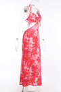 Summer New Fashion Flower Batch Printing Cutout Halter-Neck Lace-Up Backless Stretch Resort Maxi Dress