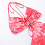 Summer New Fashion Flower Batch Printing Cutout Halter-Neck Lace-Up Backless Stretch Resort Maxi Dress