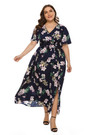 Summer New Fashion Plus Size Bohemian Style Slit Dress (With Belt)