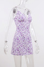 Summer New Floral Batch Printing Ajustable Sling V-Neck Zip-Up Micro-Elastic Mini Dress