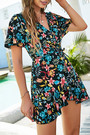 Summer New Floral Batch Printing Chiffon Inelastic V-Neck Tie-Waist Ruffled Irregular Stylish Retro Mini Dress