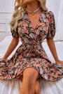 Summer New Floral Batch Printing Inelastic Backless Lace-Up V-Neck Sexy Vacation Mini Dress