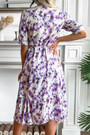 Summer New Floral Batch Printing Inelastic V Neck Nipped Waist Stylish Pretty Midi Dress(With Belt)