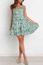 Summer New Floral Batch Printing Micro-Elastic V-Neck Backless Stylish Sexy Vacation Style Mini Dress