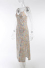 Summer New Floral Batch Printing Sling Lace-Up Sexy Slit Zip-Up Stretch Midi Dress