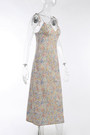 Summer New Floral Batch Printing Sling Lace-Up Sexy Slit Zip-Up Stretch Midi Dress