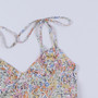 Summer New Floral Batch Printing Sling Lace-Up Sexy Slit Zip-Up Stretch Midi Dress
