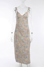 Summer New Floral Batch Printing Sling Lace-Up Sexy Slit Zip-Up Stretch Midi Dress
