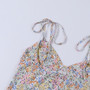 Summer New Floral Batch Printing Sling Lace-Up Sexy Slit Zip-Up Stretch Midi Dress