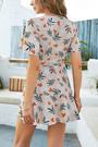 Summer New Floral & Leaf &Butterfly Batch Printing Chiffon Inelastic V-Neck Crossed Design Lace Up Ruffle Irregular Stylish Pretty Mini Dress