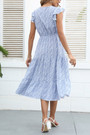 Summer New Floral Printing Inelastic Chiffon V-Neck Ruffle Stylish Casual Vacation Style Midi Dress