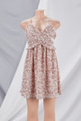 Summer New Floral Printing Inelastic Sling Backless Ruffle Stylish Sweet Mini Dress